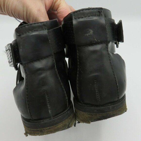 Tibi New York 37 FR 7 US Gail Cutout Black Leather Ankle Booties Boots Strappy - Picture 5 of 10